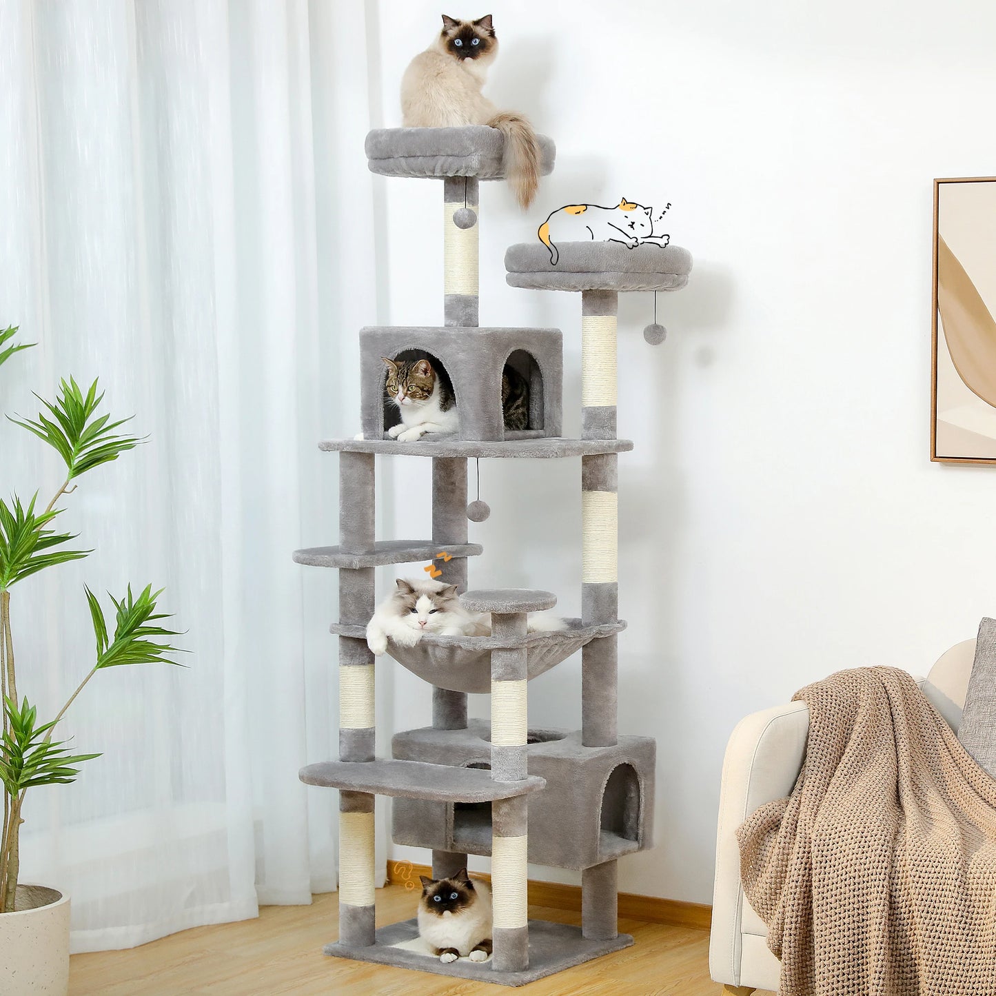 Arbre à Chat XXL avec Griffoirs en Sisal